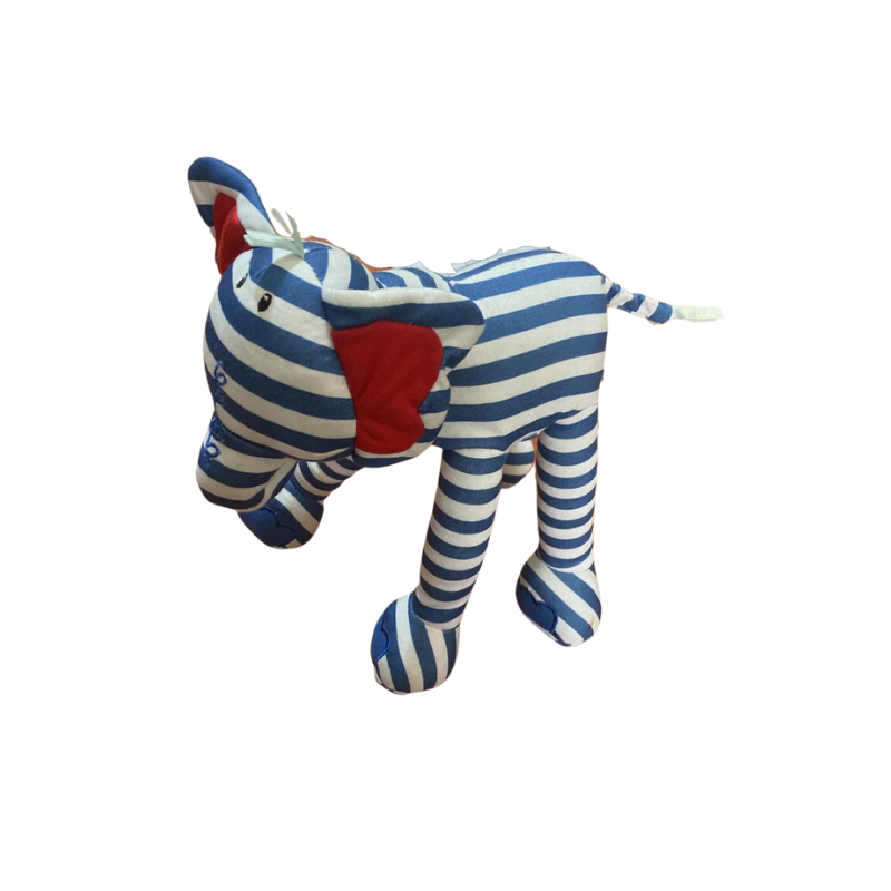 Blue and white elephant plush