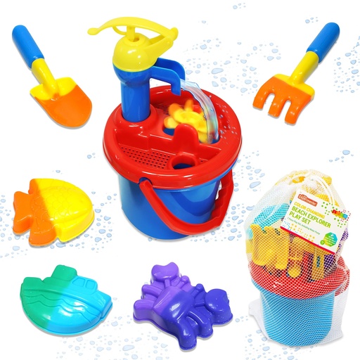 Sand toys with pail and water sprinkler