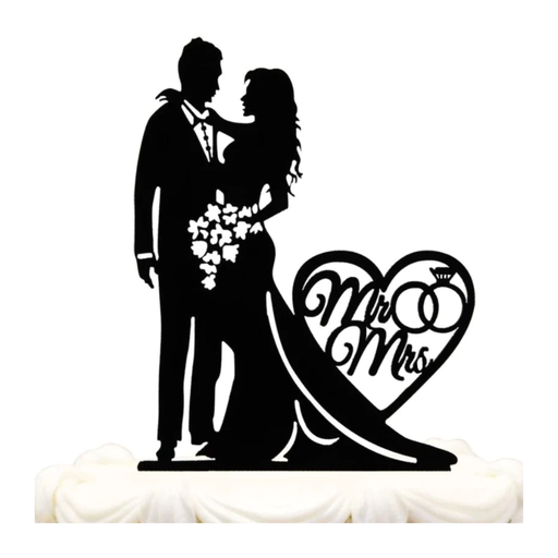 Mr and Mrs Silver Cake Topper